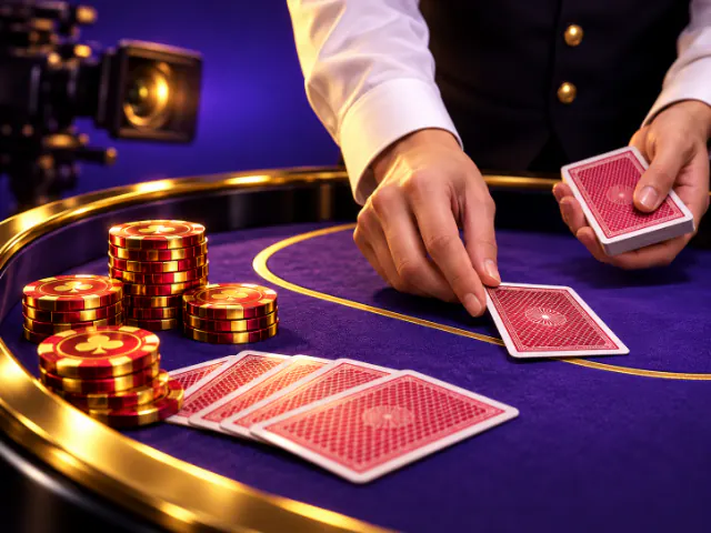 Mesa de casino en vivo con crupier